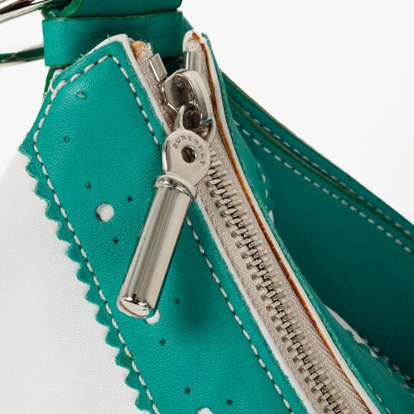 Burberry Shades of Green Vintage Brogue Hobo Shoulder Bag - Picture 11 of 14